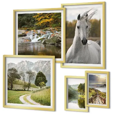 Galeria de parede paisagens com cavalos