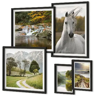 Galeria de parede paisagens com cavalos