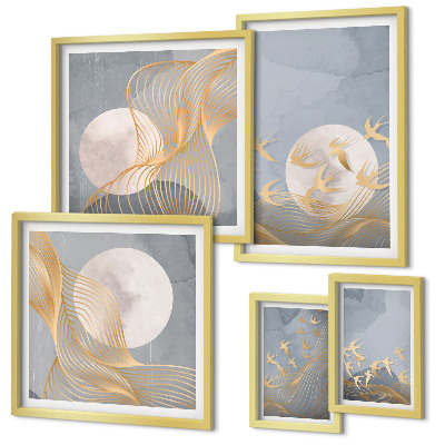 Conjunto de 5 quadros decorativos Harmonia da natureza e delicadeza