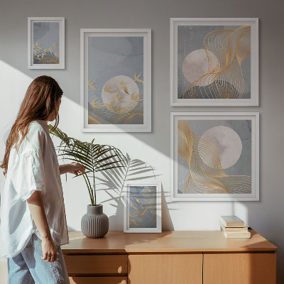 Conjunto de 5 quadros decorativos Harmonia da natureza e delicadeza