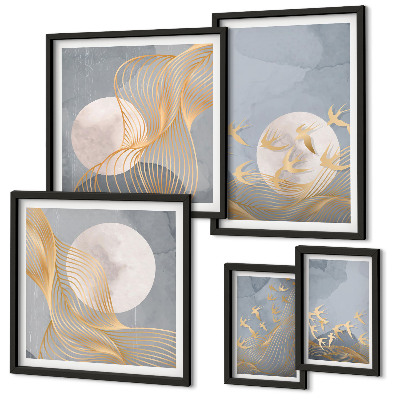 Conjunto de 5 quadros decorativos Harmonia da natureza e delicadeza