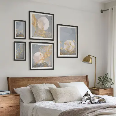Conjunto de 5 quadros decorativos com tema harmonia da natureza e delicadeza