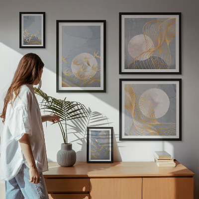 Conjunto de 5 quadros decorativos Harmonia da natureza e delicadeza