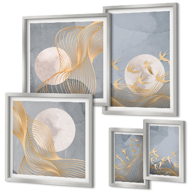 Conjunto de 5 quadros decorativos Harmonia da natureza e delicadeza