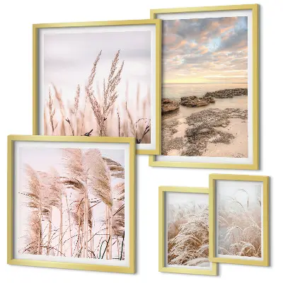 Galeria de quadros para parede com paisagens litorâneas e sol
