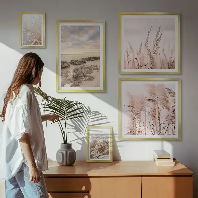 Galeria de quadros para parede com paisagens litorâneas e sol