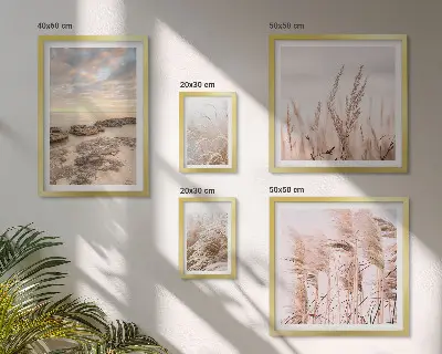 Galeria de quadros para parede com paisagens litorâneas e sol