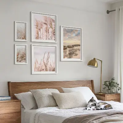 Galeria de quadros para parede com paisagens litorâneas e sol