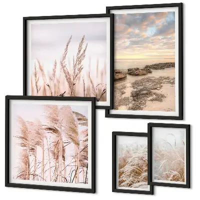 Galeria de quadros para parede com paisagens litorâneas e sol