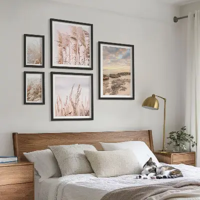 Galeria de quadros para parede com paisagens litorâneas e sol