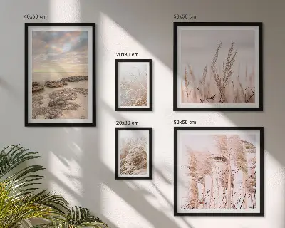 Galeria de quadros para parede com paisagens litorâneas e sol