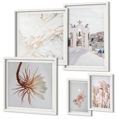 Conjunto de 5 quadros com moldura Vistas elegantes, arquitetura e natureza