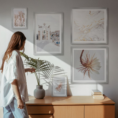 Conjunto de 5 quadros com moldura Vistas elegantes, arquitetura e natureza