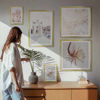 Conjunto de 5 quadros com moldura Vistas elegantes, arquitetura e natureza
