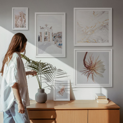 Conjunto de 5 quadros com moldura Vistas elegantes, arquitetura e natureza