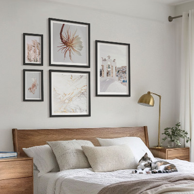 Conjunto de 5 quadros com moldura Vistas elegantes, arquitetura e natureza