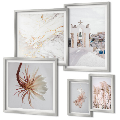 Conjunto de 5 quadros com moldura Vistas elegantes, arquitetura e natureza