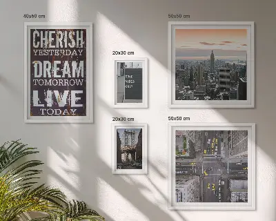 Conjunto de 5 quadros decorativos de slogans inspiradores para cidades