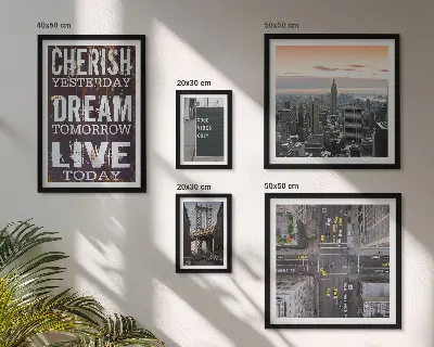 Conjunto de 5 quadros decorativos de slogans inspiradores para cidades