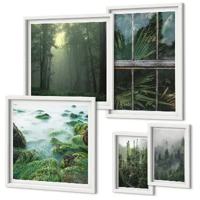 Galeria de quadros para parede com paisagens verdes, florestas e vegetação
