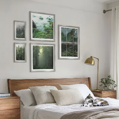 Galeria de quadros para parede com paisagens verdes, florestas e vegetação