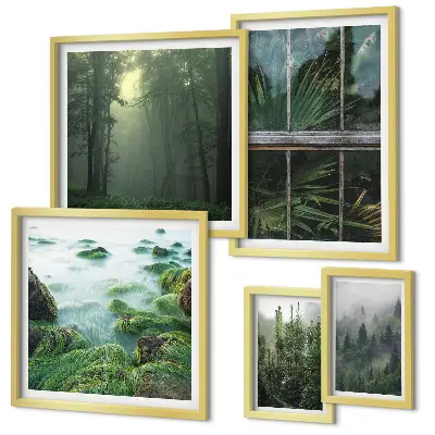 Galeria de quadros para parede com paisagens verdes, florestas e vegetação