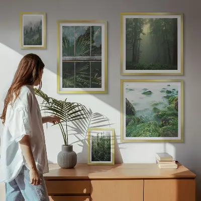 Galeria de quadros para parede com paisagens verdes, florestas e vegetação