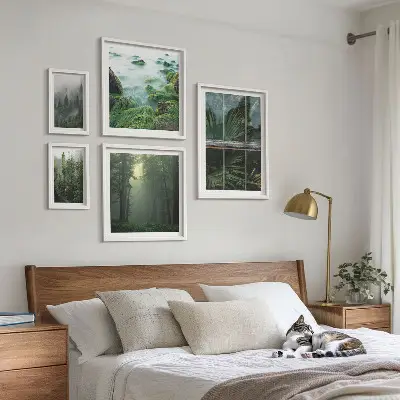 Galeria de quadros para parede com paisagens verdes, florestas e vegetação