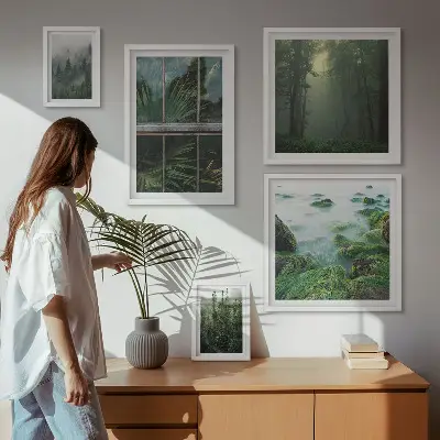 Galeria de quadros para parede com paisagens verdes, florestas e vegetação