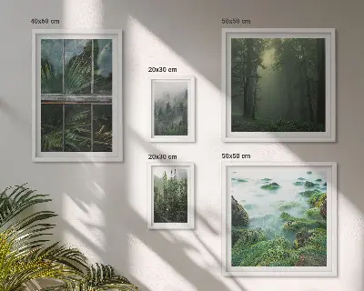Galeria de quadros para parede com paisagens verdes, florestas e vegetação