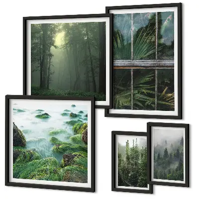 Galeria de quadros para parede com paisagens verdes, florestas e vegetação