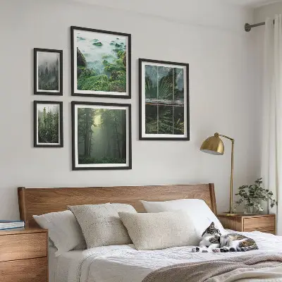 Galeria de quadros para parede com paisagens verdes, florestas e vegetação