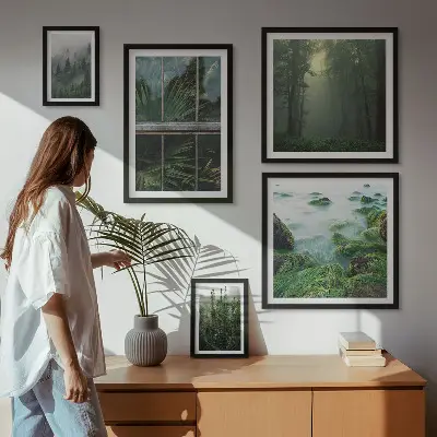 Galeria de quadros para parede com paisagens verdes, florestas e vegetação