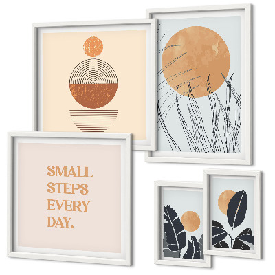 Conjunto de 5 quadros com moldura Slogans gráficos de plantas estilosos