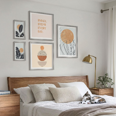 Conjunto de 5 quadros com moldura Slogans gráficos de plantas estilosos