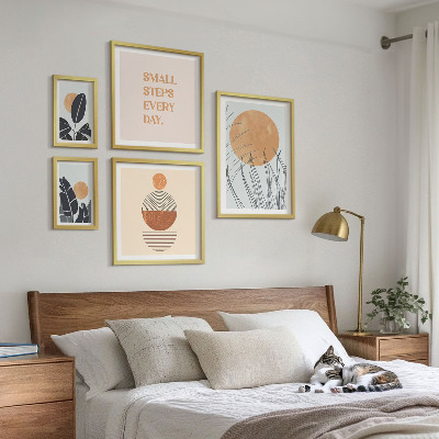 Conjunto de 5 quadros com moldura Slogans gráficos de plantas estilosos