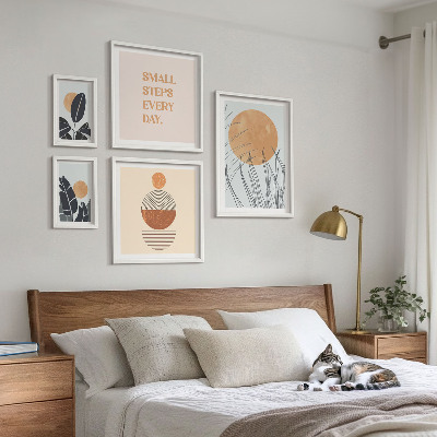 Conjunto de 5 quadros com moldura Slogans gráficos de plantas estilosos