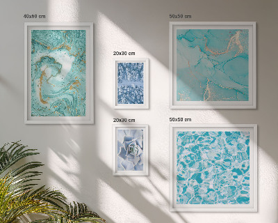 Conjunto de 5 quadros decorativos Elegantes detalhes em azul turquesa