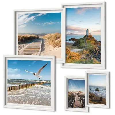 Galeria de quadros para parede com temática de faróis e praias à beira-mar