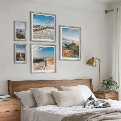 Galeria de quadros para parede com temática de faróis e praias à beira-mar