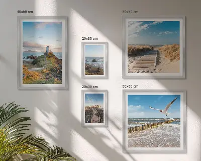 Galeria de quadros para parede com temática de faróis e praias à beira-mar