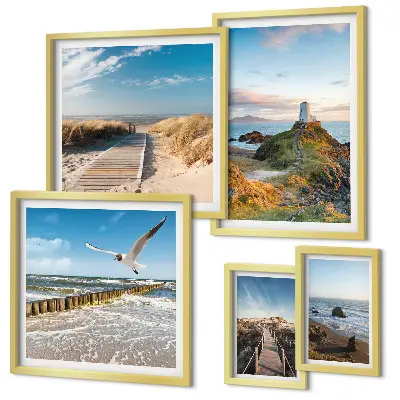 Galeria de quadros para parede com temática de faróis e praias à beira-mar
