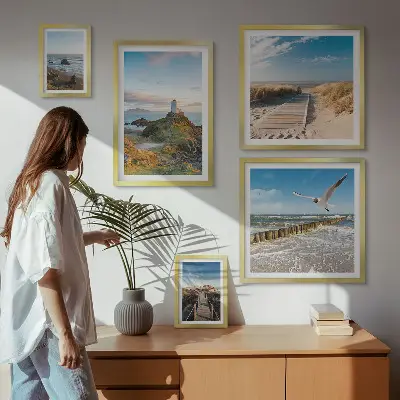 Galeria de quadros para parede com temática de faróis e praias à beira-mar