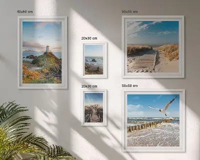 Galeria de quadros para parede com temática de faróis e praias à beira-mar