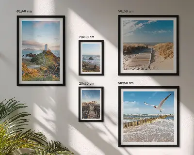 Galeria de quadros para parede com temática de faróis e praias à beira-mar