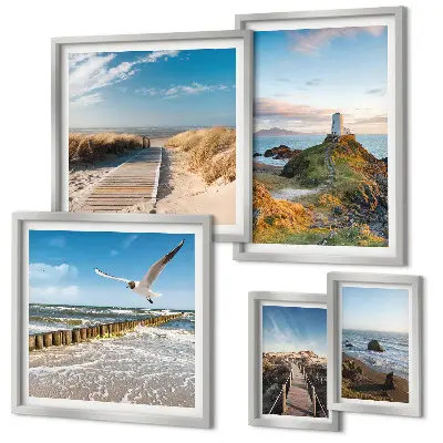 Galeria de quadros para parede com temática de faróis e praias à beira-mar