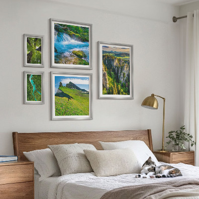 Conjunto de 5 quadros decorativos Paisagens montanhas rios florestas