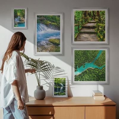 Galeria de parede Oásis verdes de paz na floresta
