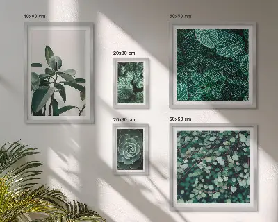 Galeria de quadros para parede com motivos de folhas verdes