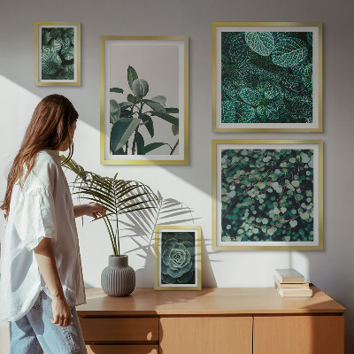 Parede galeria de quadros Motivos vegetais folhas verdes